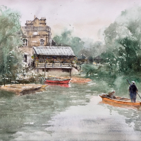 Mill Pond, Cambridge. Watercolour. 2019, Yang Yuxin.